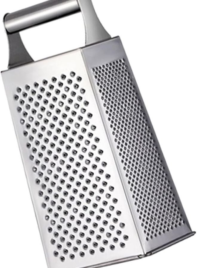 Silver Stainless Steel Multi Use Grater With Non Slip Handle Heavy Duty Vegetable Cheese Slicer - Image 1